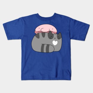 Blue Tabby Cat and Blobfish Kids T-Shirt